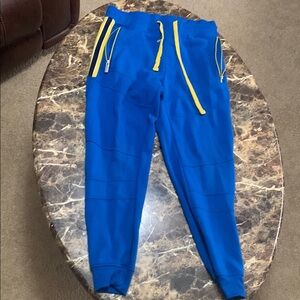 Blue Kids Joggers with Yellow Accents